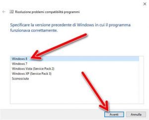Versione sistema operativo in cui il programma funzionava correttamente
