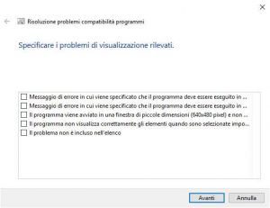 Problemi di visualizzazione rilevati