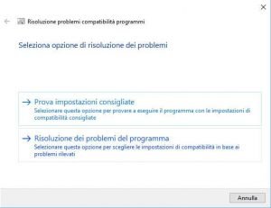 Seleziona opzione di risoluzione dei problemi