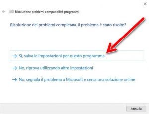 Strumento compatibilità programmi di Windows