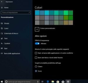 modalità scura windows 10