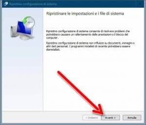 Creare un punto di ripristino in Windows 10