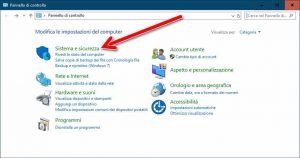 Sistema e sicurezza Windows 10