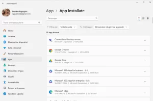 Immagine che illustra come risolvere il problema dello Schermo Nero all’Avvio di Windows disinstallando app dalle impostazioni di windows